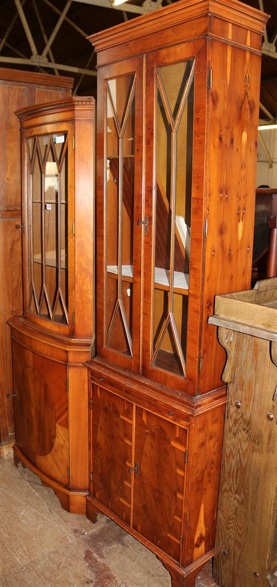 Yewwood corner cupboard & yewwood bookcase